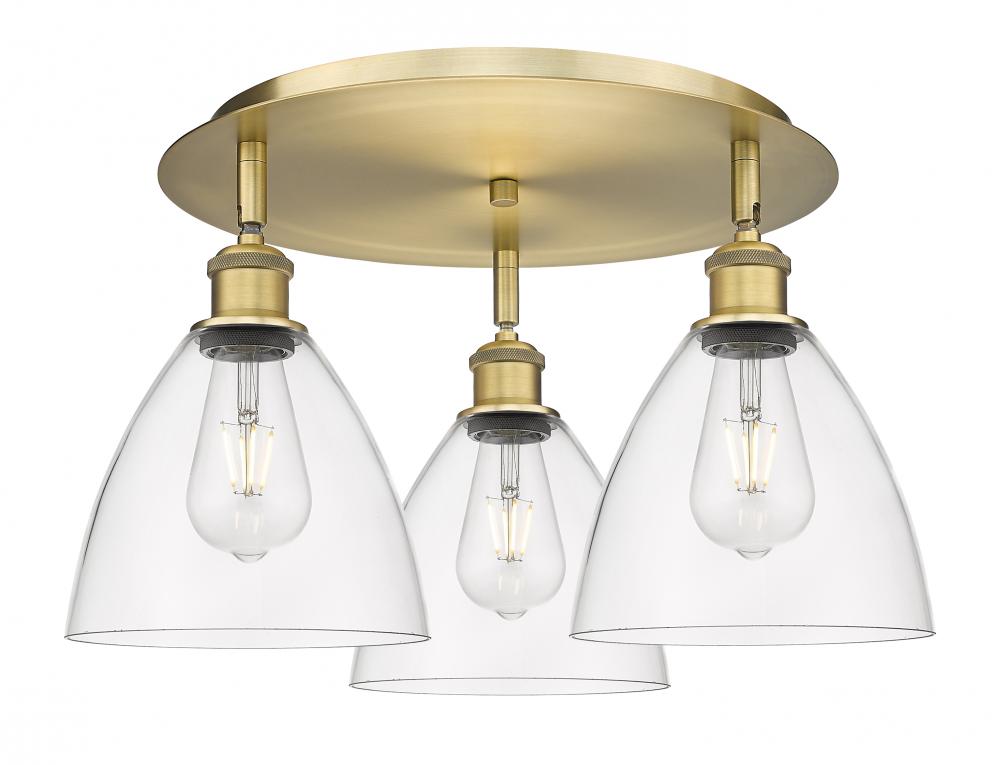 Bristol - 3 Light - 19 inch - Brushed Brass - Flush Mount