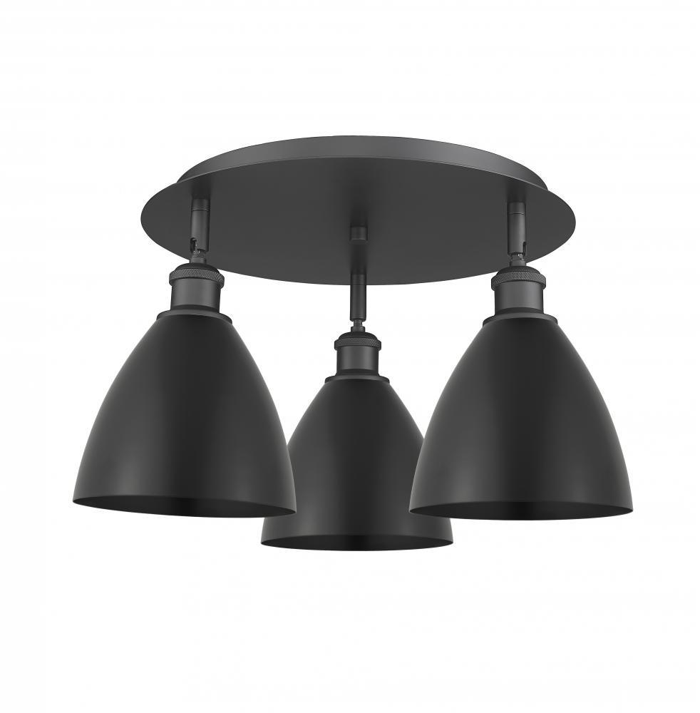 Bristol - 3 Light - 19 inch - Matte Black - Flush Mount