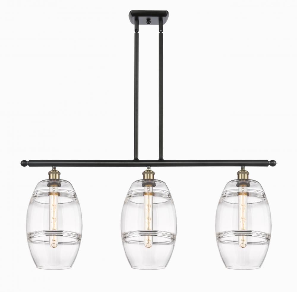 Vaz - 3 Light - 36 inch - Black Antique Brass - Cord hung - Island Light