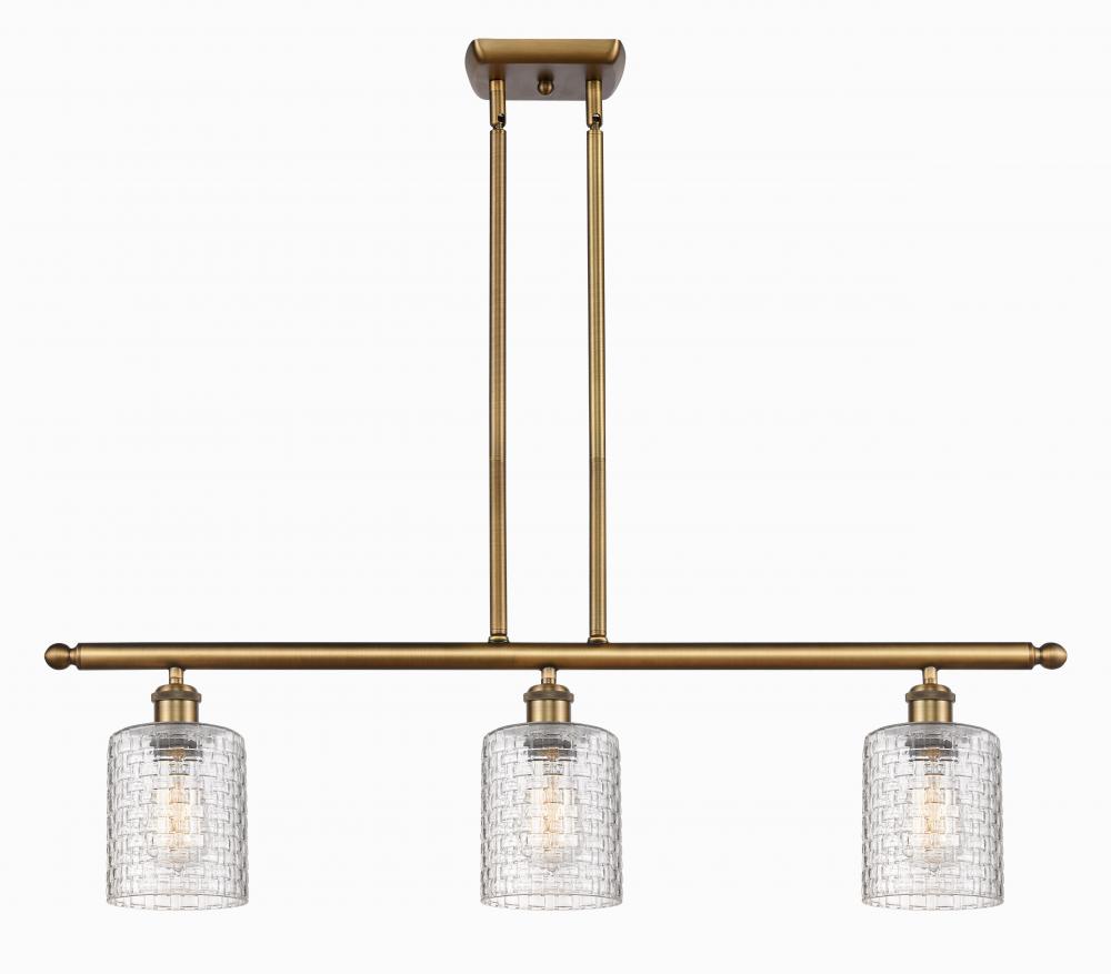 Cobbleskill - 3 Light - 36 inch - Brushed Brass - Cord hung - Island Light