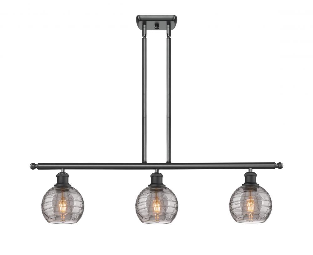 Athens Deco Swirl - 3 Light - 36 inch - Matte Black - Cord hung - Island Light