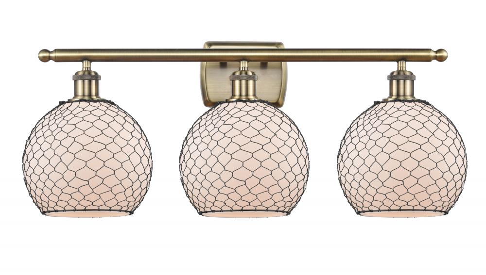 Farmhouse Chicken Wire 3 Light Bath Vanity Light