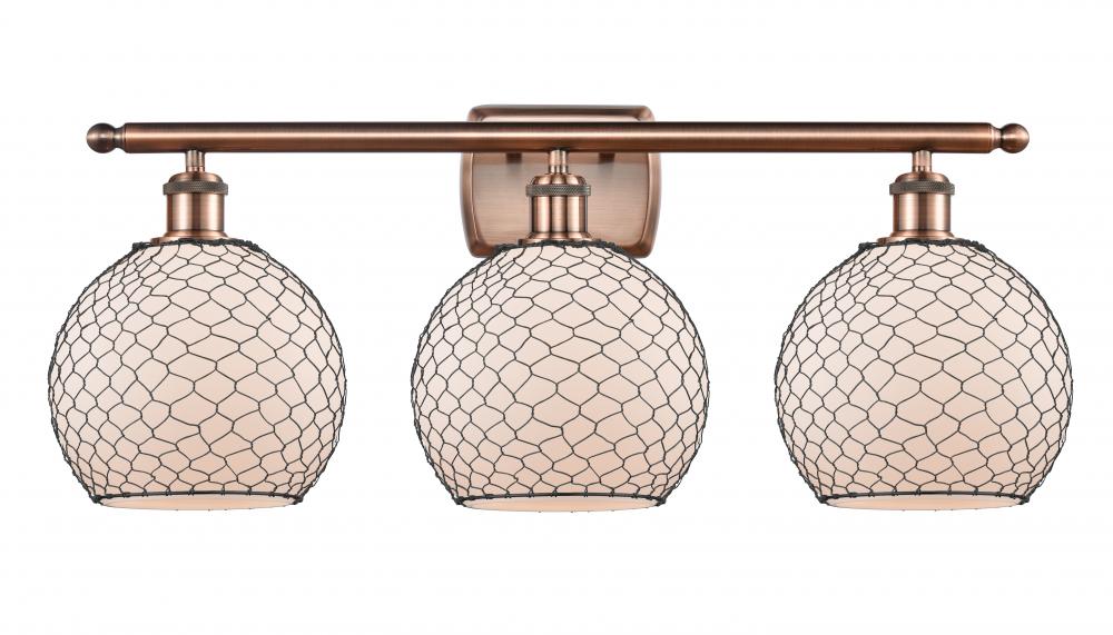 Farmhouse Chicken Wire 3 Light Bath Vanity Light