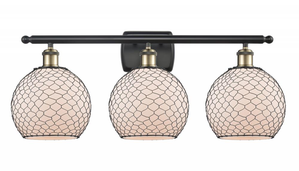 Farmhouse Chicken Wire 3 Light Bath Vanity Light