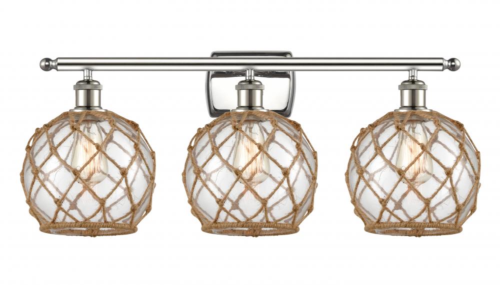 Farmhouse Rope - 3 Light - 28 inch - Polished Nickel - Bath Vanity Light