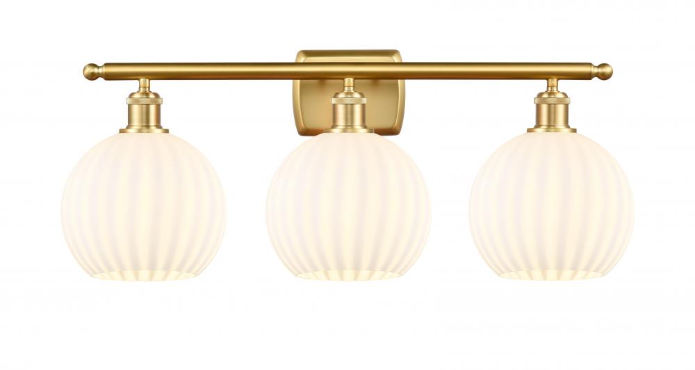 White Venetian - 3 Light - 28 inch - Satin Gold - Bath Vanity Light