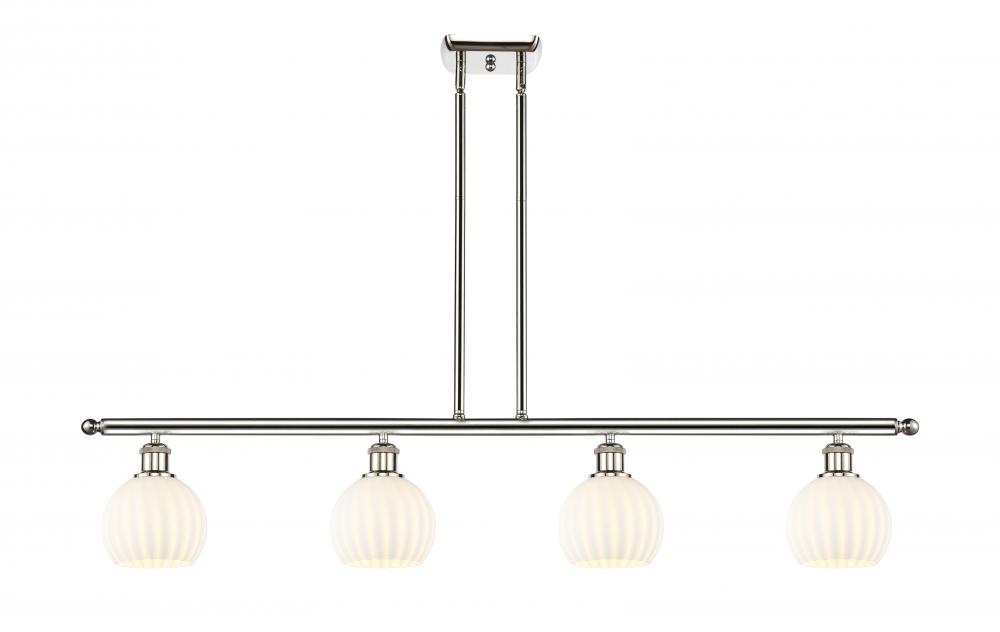 White Venetian - 4 Light - 48 inch - Polished Nickel - Stem Hung - Island Light