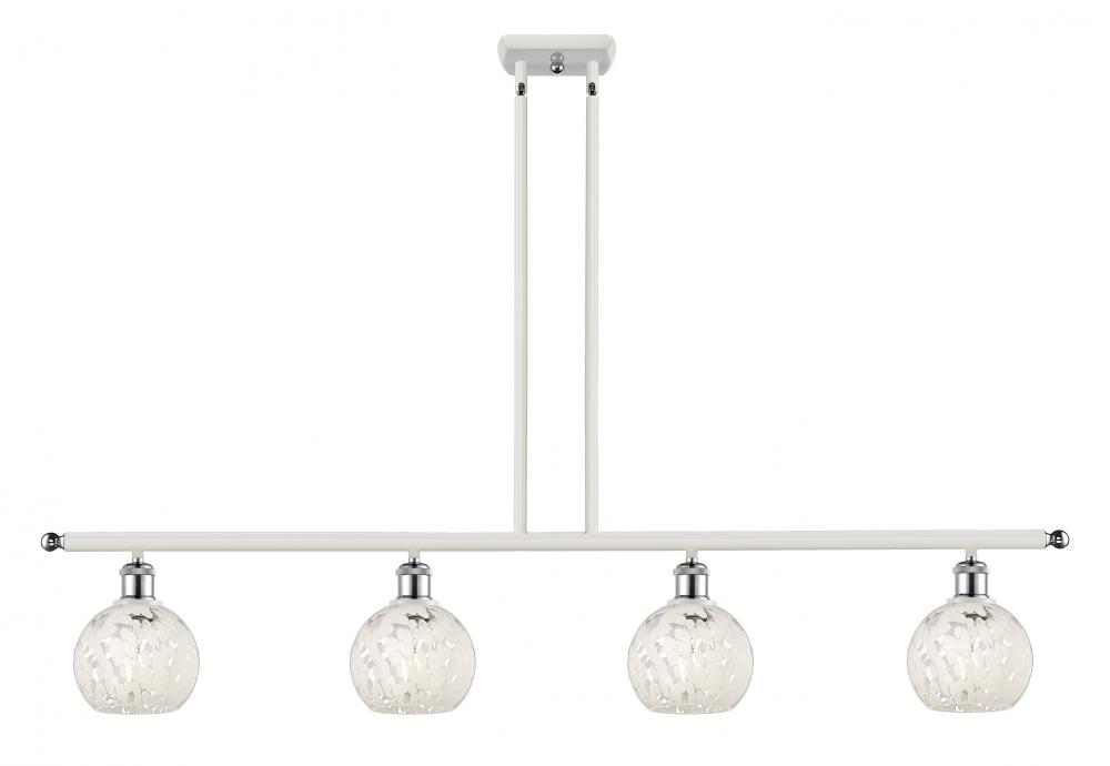 White Mouchette - 4 Light - 48 inch - White Polished Chrome - Stem Hung - Island Light