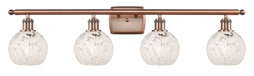 White Mouchette - 4 Light - 36 inch - Antique Copper - Bath Vanity Light