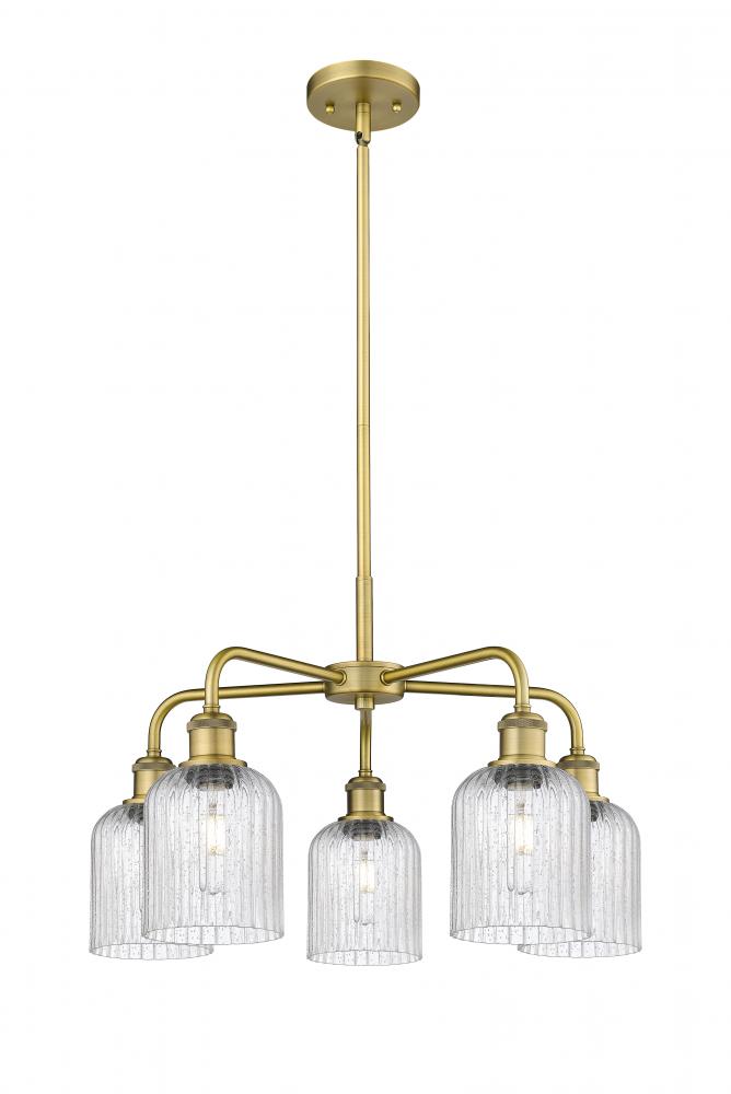 Bridal Veil - 5 Light - 23 inch - Brushed Brass - Chandelier