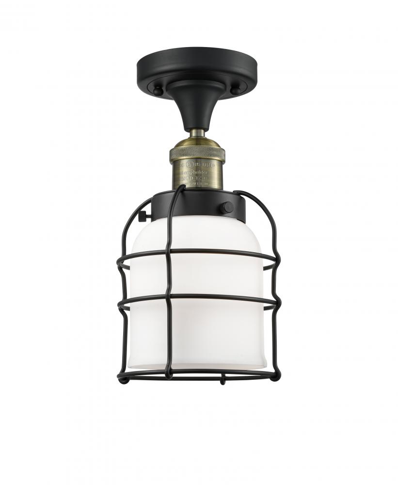 Bell Cage - 1 Light - 5 inch - Black Antique Brass - Semi-Flush Mount