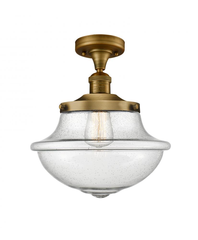 Oxford - 1 Light - 12 inch - Brushed Brass - Semi-Flush Mount