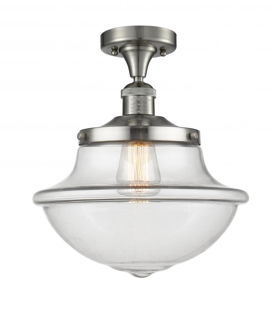 Oxford - 1 Light - 12 inch - Brushed Satin Nickel - Semi-Flush Mount