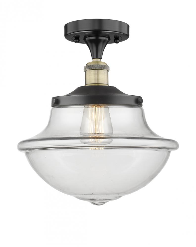 Oxford - 1 Light - 12 inch - Black Antique Brass - Semi-Flush Mount