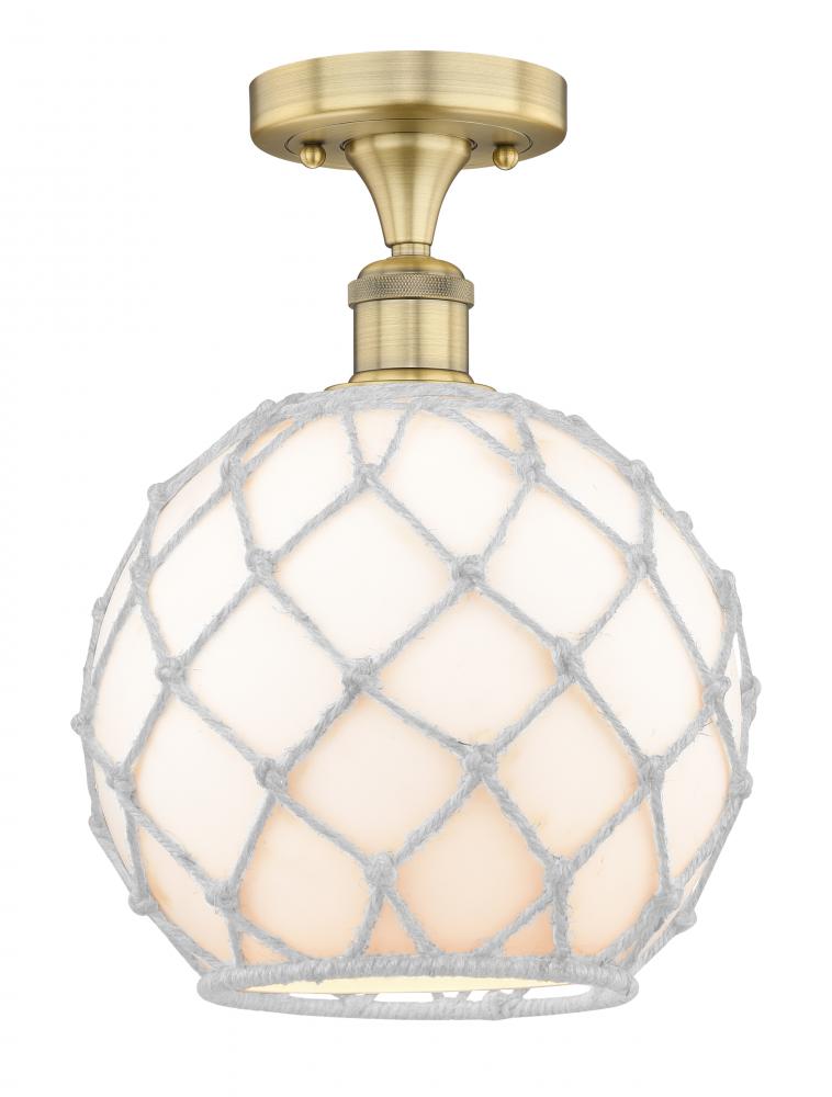 Farmhouse Rope - 1 Light - 10 inch - Brushed Brass - Semi-Flush Mount