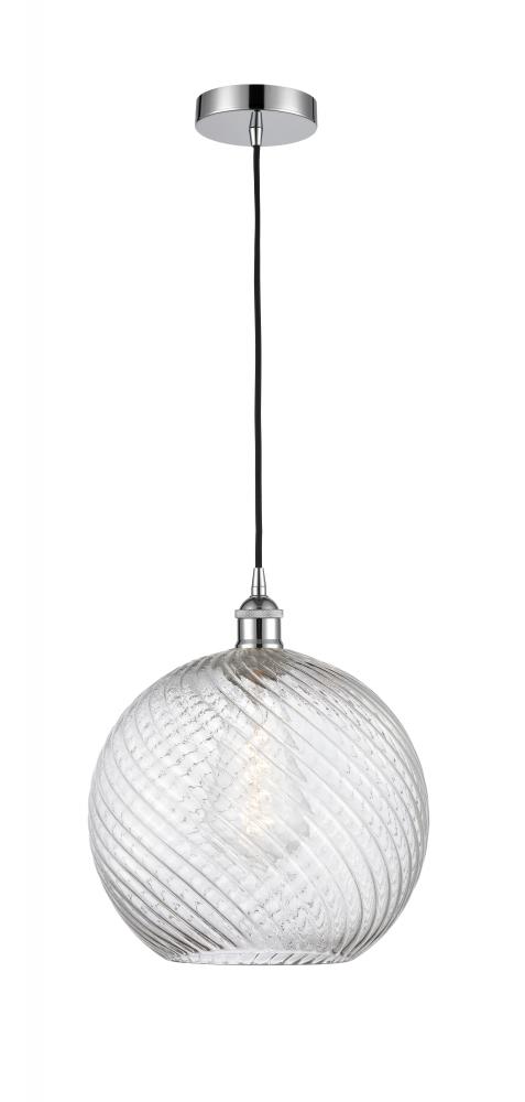 Athens Twisted Swirl - 1 Light - 12 inch - Polished Chrome - Cord hung - Mini Pendant