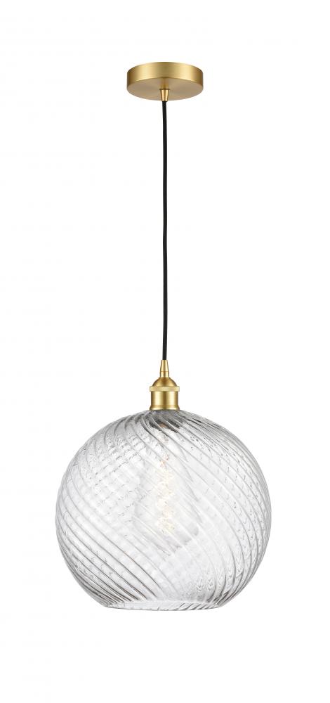 Athens Twisted Swirl - 1 Light - 12 inch - Satin Gold - Cord hung - Mini Pendant