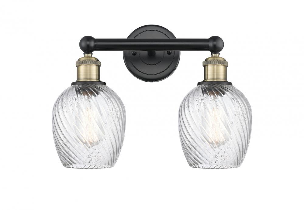 Salina - 2 Light - 15 inch - Black Antique Brass - Bath Vanity Light