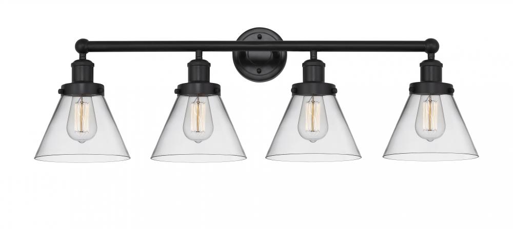 Cone - 4 Light - 35 inch - Matte Black - Bath Vanity Light