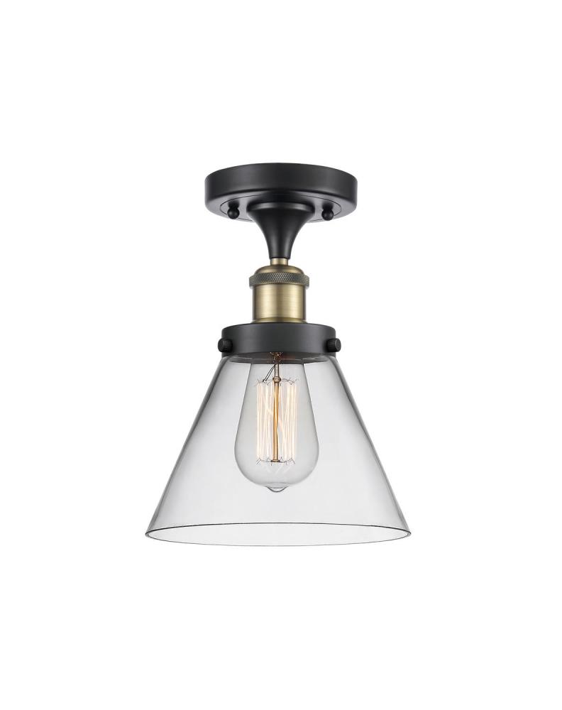 Cone - 1 Light - 8 inch - Black Antique Brass - Semi-Flush Mount