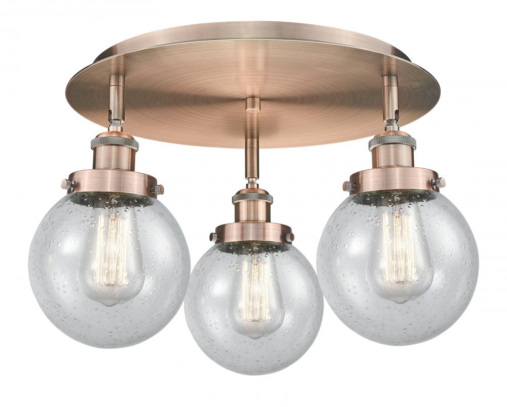 Beacon - 3 Light - 18 inch - Antique Copper - Flush Mount