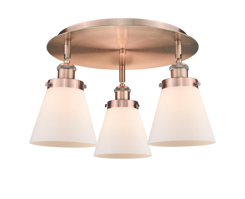 Cone - 3 Light - 18 inch - Antique Copper - Flush Mount