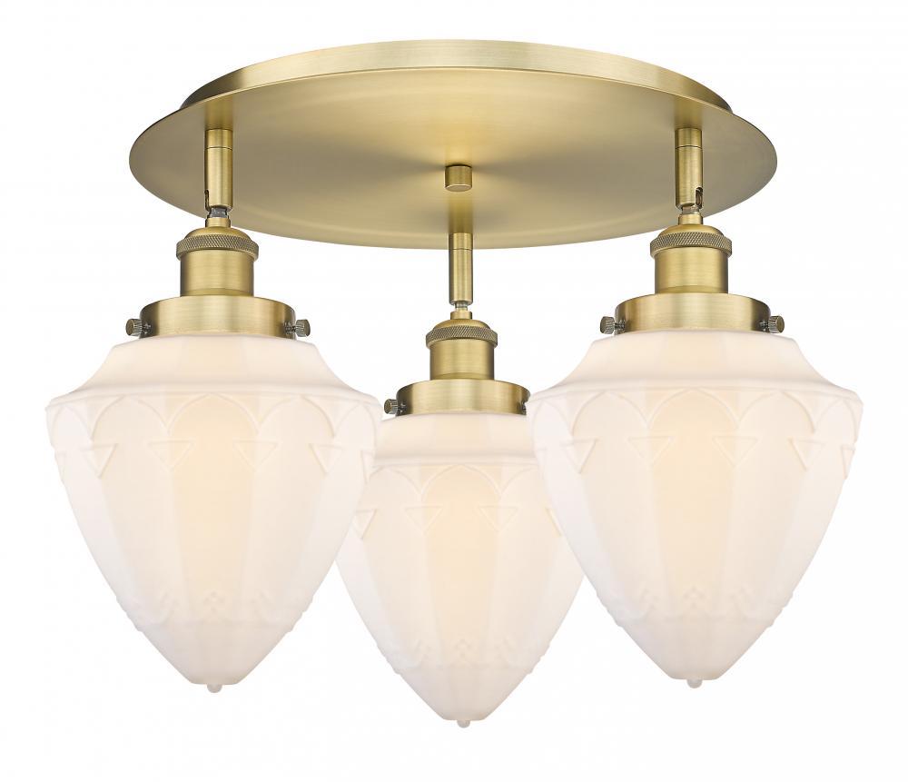 Bullet - 3 Light - 18 inch - Brushed Brass - Flush Mount