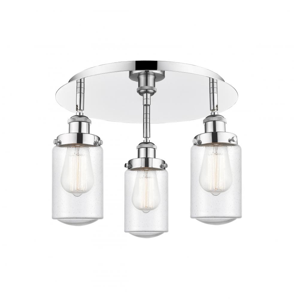 Dover - 3 Light - 16 inch - Polished Chrome - Flush Mount