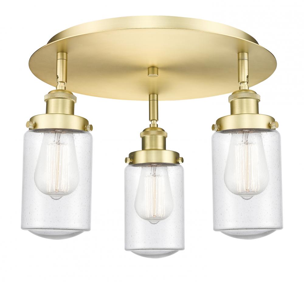 Dover - 3 Light - 16 inch - Satin Gold - Flush Mount