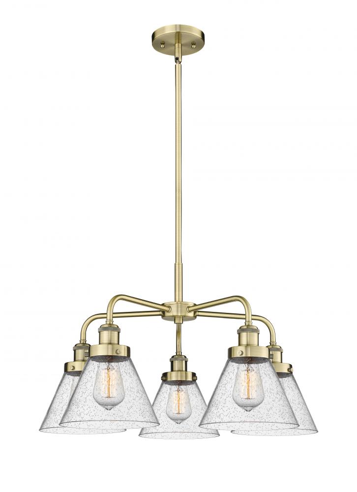 Cone - 5 Light - 26 inch - Antique Brass - Chandelier