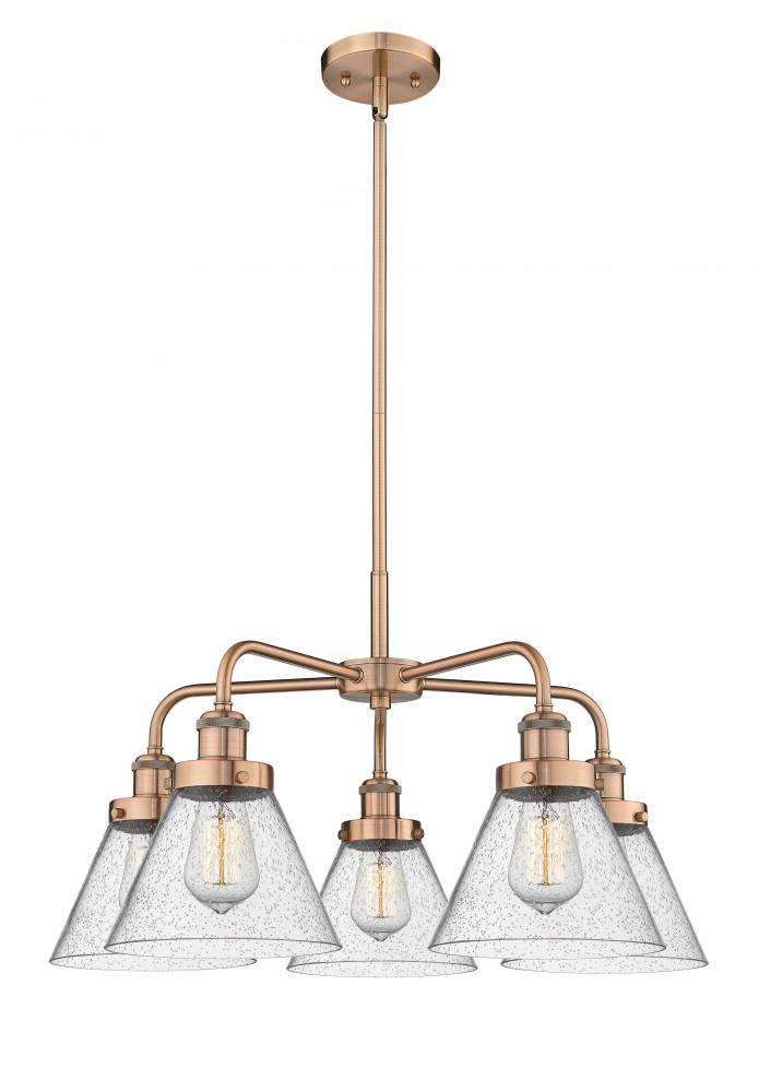 Cone - 5 Light - 26 inch - Antique Copper - Chandelier