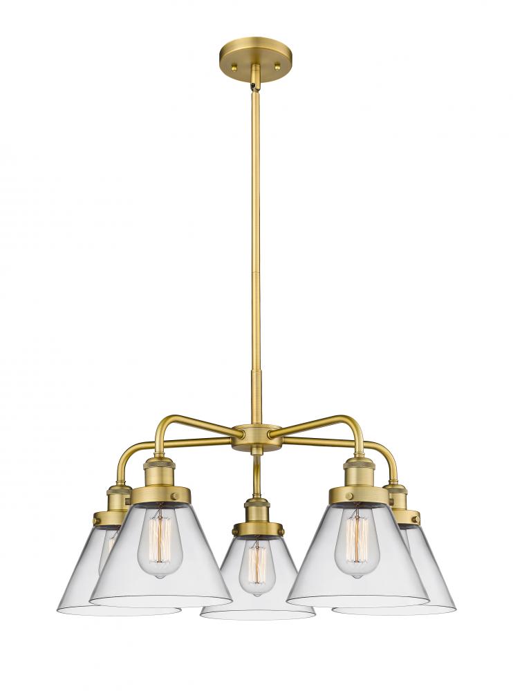 Cone - 5 Light - 26 inch - Brushed Brass - Chandelier