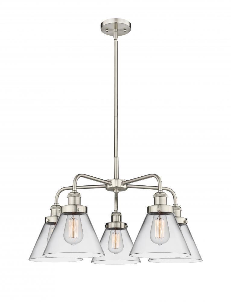 Cone - 5 Light - 26 inch - Satin Nickel - Chandelier