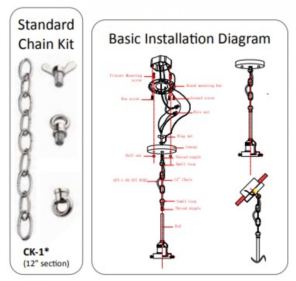 Chain Conversion Kit - 12 inch - Brushed Brass