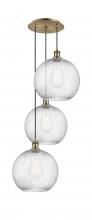 Innovations Lighting 113B-3P-AB-G1214-12 - Athens Twisted Swirl - 3 Light - 18 inch - Antique Brass - Cord hung - Multi Pendant