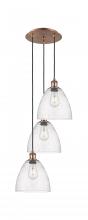  113B-3P-AC-GBD-94 - Bristol - 3 Light - 16 inch - Antique Copper - Cord Hung - Multi Pendant