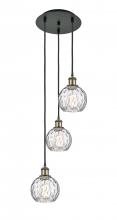 Innovations Lighting 113B-3P-BAB-G1215-6 - Athens Water Glass - 3 Light - 13 inch - Black Antique Brass - Cord Hung - Multi Pendant