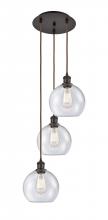  113B-3P-OB-G124-8 - Athens - 3 Light - 15 inch - Oil Rubbed Bronze - Cord Hung - Multi Pendant