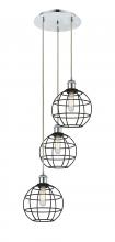 Innovations Lighting 113B-3P-PC-CE-8-BK - Lake Placid - 3 Light - 15 inch - Polished Chrome - Cord Hung - Multi Pendant