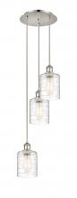  113B-3P-PN-G1113 - Cobbleskill - 3 Light - 12 inch - Polished Nickel - Cord Hung - Multi Pendant