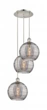 Innovations Lighting 113B-3P-PN-G1213-10SM - Athens Deco Swirl - 3 Light - 17 inch - Polished Nickel - Cord hung - Multi Pendant