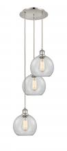  113B-3P-PN-G122-8 - Athens - 3 Light - 15 inch - Polished Nickel - Cord Hung - Multi Pendant