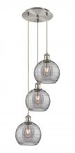 Innovations Lighting 113B-3P-SN-G1213-8SM - Athens Deco Swirl - 3 Light - 15 inch - Brushed Satin Nickel - Cord hung - Multi Pendant