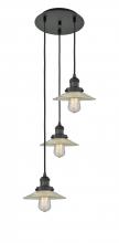 Innovations Lighting 113F-3P-BK-G2 - Halophane - 3 Light - 16 inch - Matte Black - Cord hung - Multi Pendant