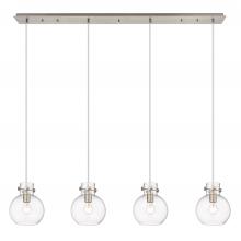 Innovations Lighting 124-410-1PS-SN-G410-8CL - Newton Sphere - 4 Light - 52 inch - Brushed Satin Nickel - Linear Pendant