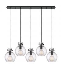 Innovations Lighting 125-410-1PS-BK-G410-8SDY - Newton Sphere - 5 Light - 40 inch - Matte Black - Cord hung - Linear Pendant