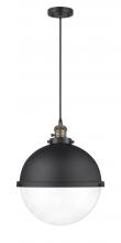 Innovations Lighting 201CSW-BAB-HFS-122-BK - Hampden - 1 Light - 13 inch - Black Antique Brass - Cord hung - Pendant