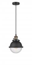 Innovations Lighting 201CSW-BAB-HFS-64-BK - Hampden - 1 Light - 7 inch - Black Antique Brass - Cord hung - Mini Pendant