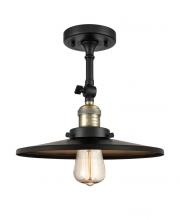 Innovations Lighting 201F-BAB-MFR-BK-12 - Railroad - 1 Light - 12 inch - Black Antique Brass - Semi-Flush Mount