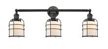 Innovations Lighting 205-BK-G51-CE - Small Bell Cage 3 Light Bath Vanity Light